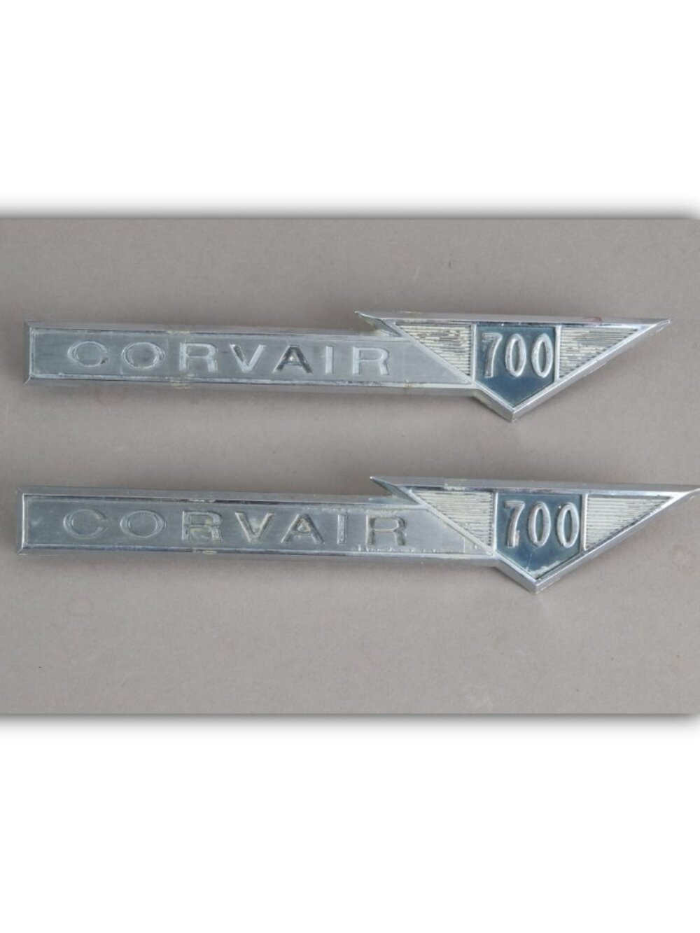 One pair of 1961 Chevrolet Corvair 700 front fender emblems 3779270